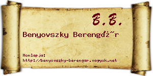Benyovszky Berengár névjegykártya